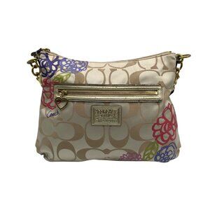 Coach Beige Jacquard Daisy Poppy Hobo Crossbody Bag F20781